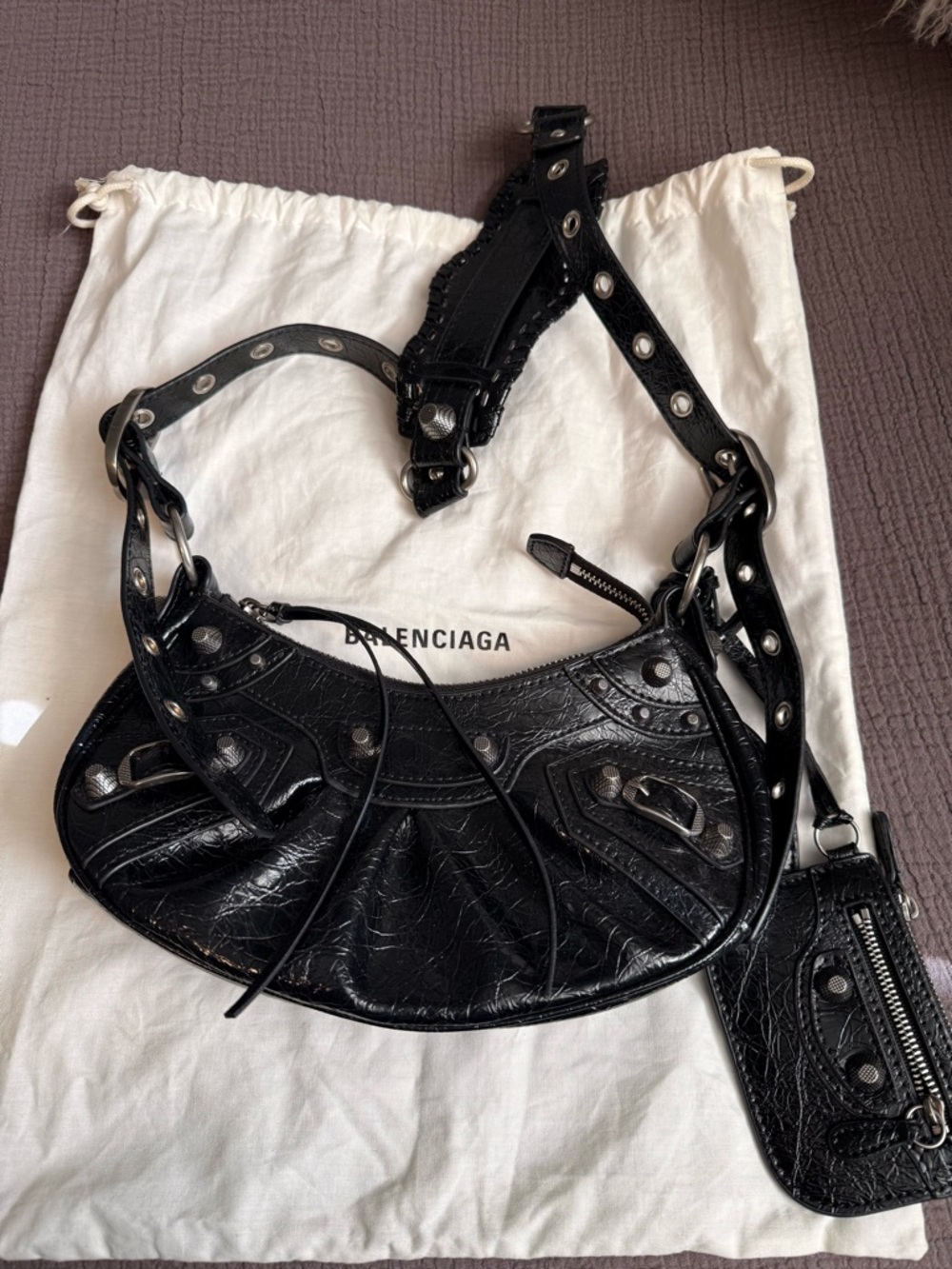BALENCIAGA -  Le Carole XS Black Leather Shoulder Bag